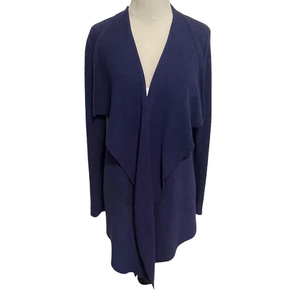Eileen Fisher Draped Front Open Cardigan Womens Medium Purple Cotton Silk Topper